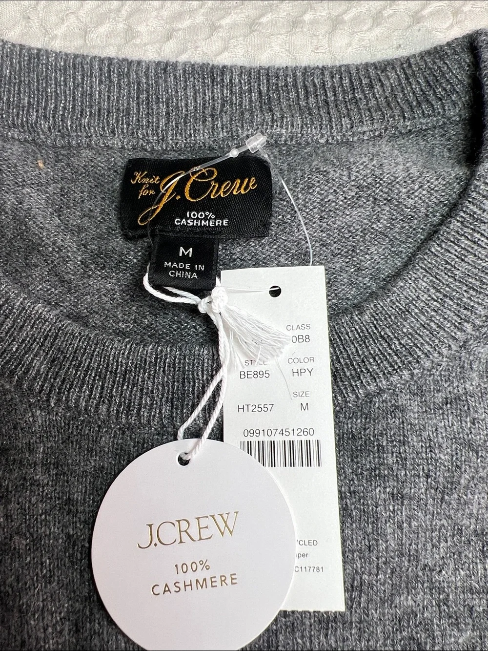 J. Crew mens Heather Gray cashmere Crewneck Sweater size M